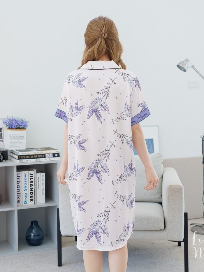 ชุดนอน Silk Satin กระโปรง Wisteria C10 - Image 6
