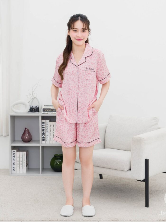 ชุดนอน LovelyNight แขนสั้น-ขาสั้น Pink Leopard A63 - Image 7