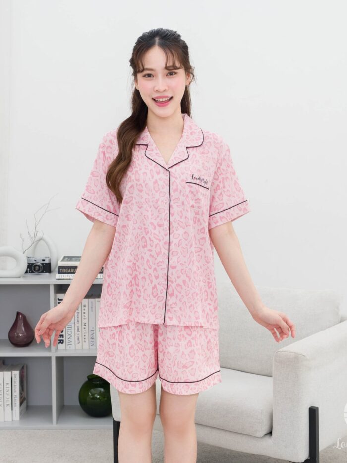 ชุดนอน LovelyNight แขนสั้น-ขาสั้น Pink Leopard A63 - Image 3