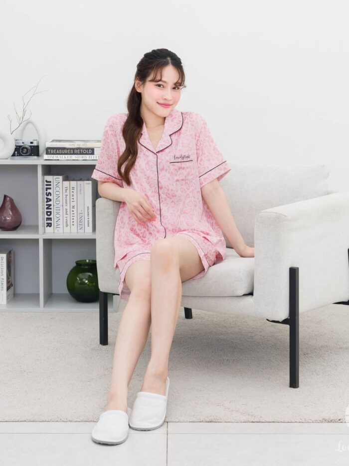 ชุดนอน LovelyNight แขนสั้น-ขาสั้น Pink Leopard A63 - Image 6