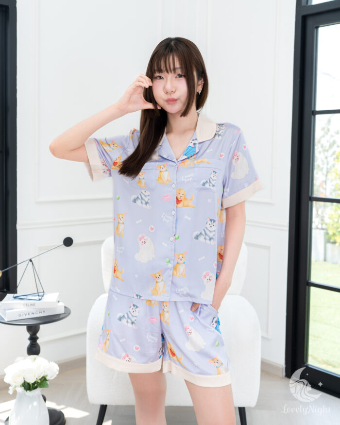 ชุดนอน LovelyNight แขนสั้น-ขาสั้น Lovely Pup A84