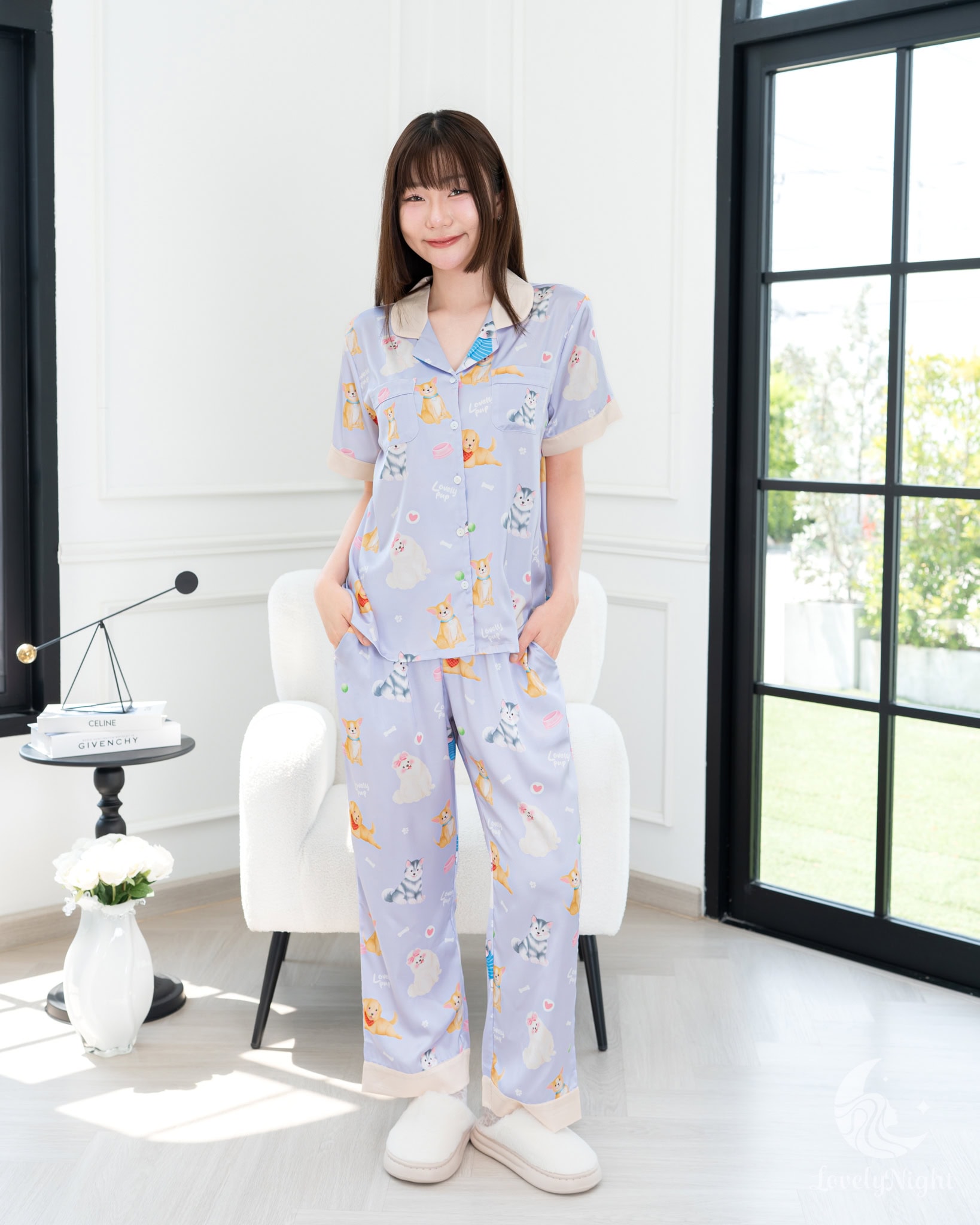 ชุดนอน LovelyNight แขนสั้น-ขายาว Lovely Pup D84 - Image 7