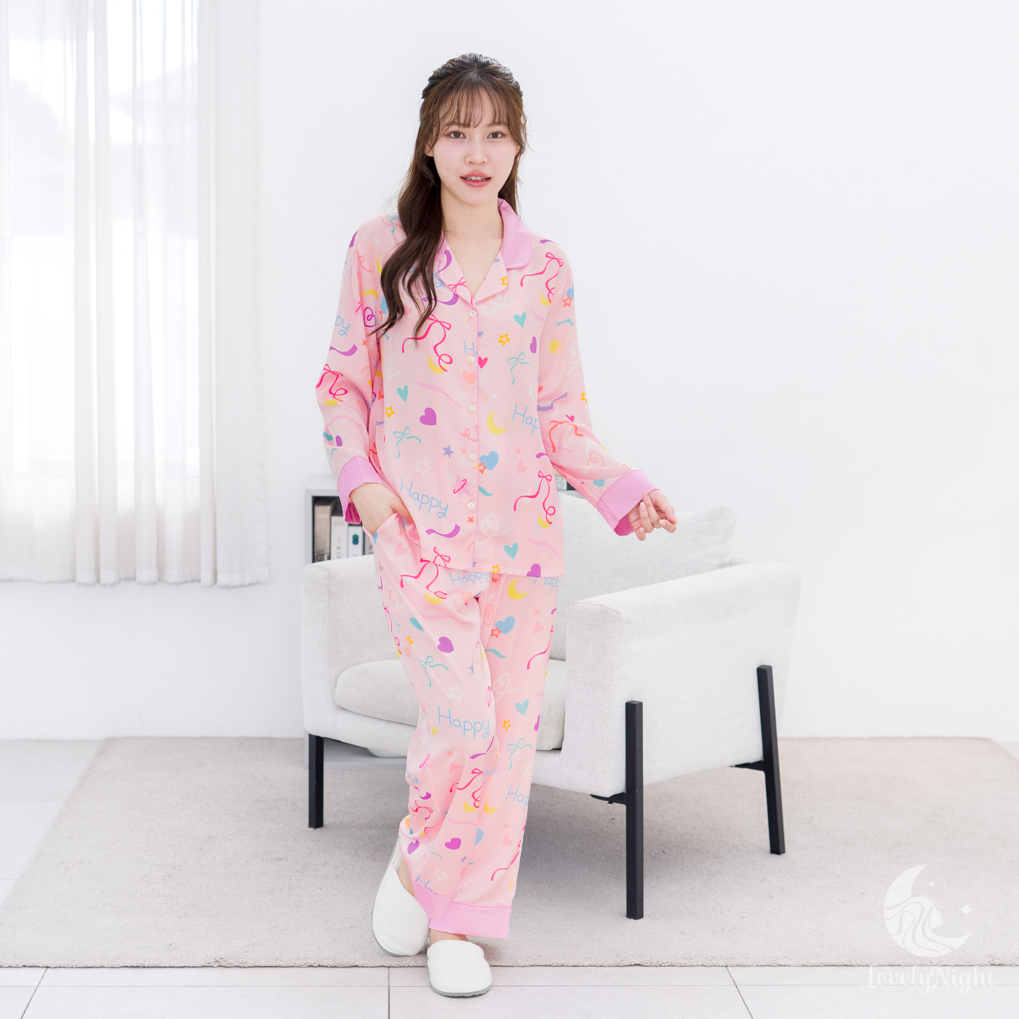 ชุดนอน LovelyNight แขนยาว-ขายาว Happy B22 - Image 9