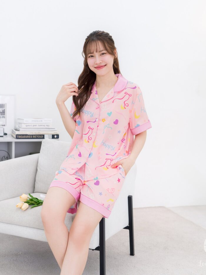 ชุดนอน LovelyNight แขนสั้น-ขาสั้น Happy A22 - Image 5