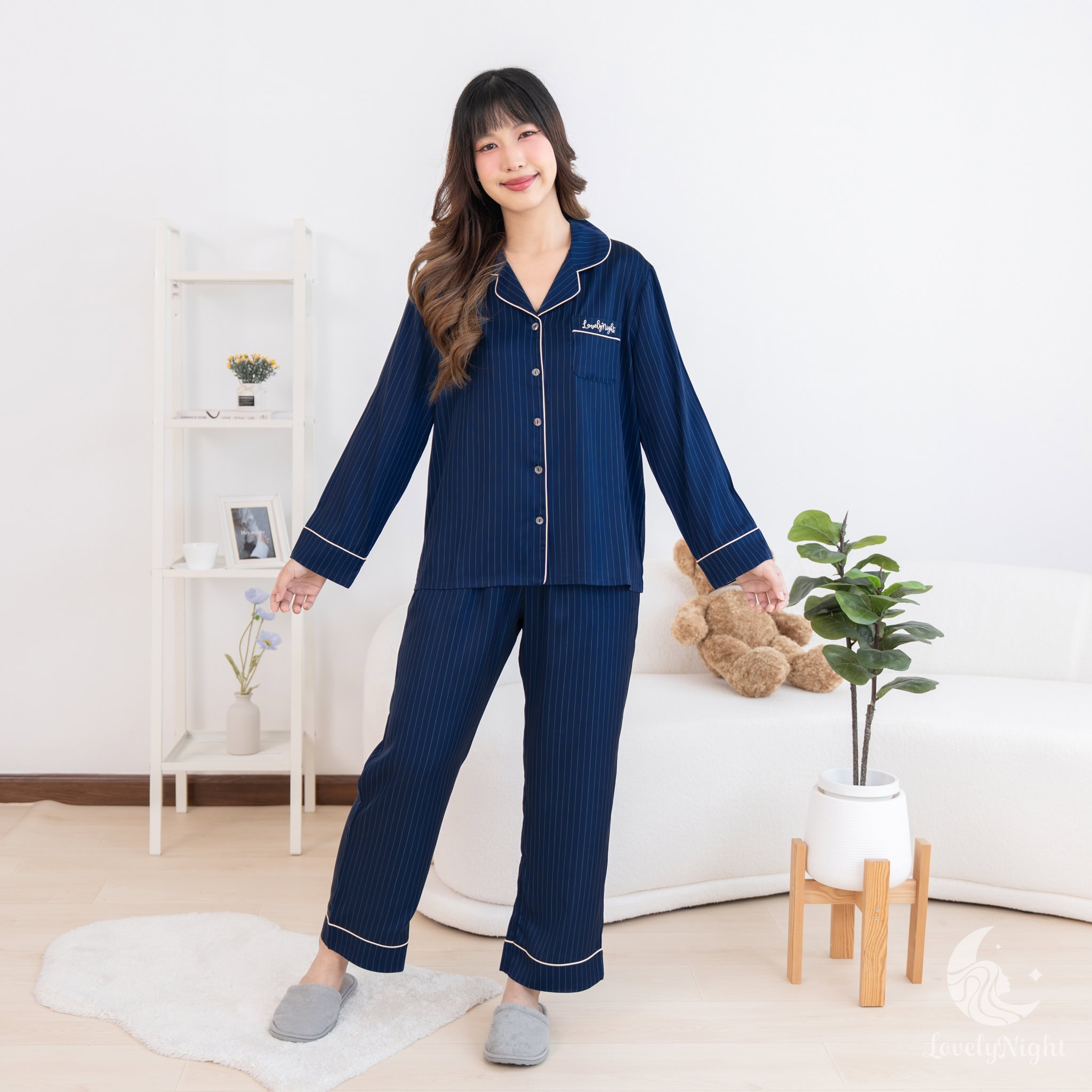 ชุดนอนผู้หญิง LovelyNight แขนยาว-ขายาว Classe B51 - Image 5