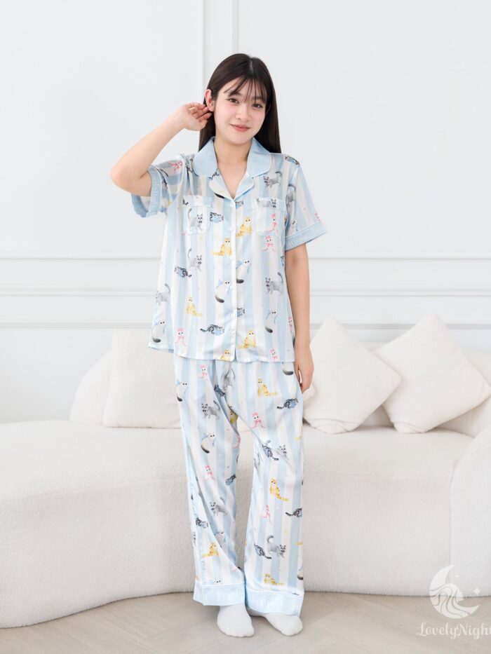ชุดนอน LovelyNight แขนสั้น-ขายาว Pretty Cats D18 - Image 7