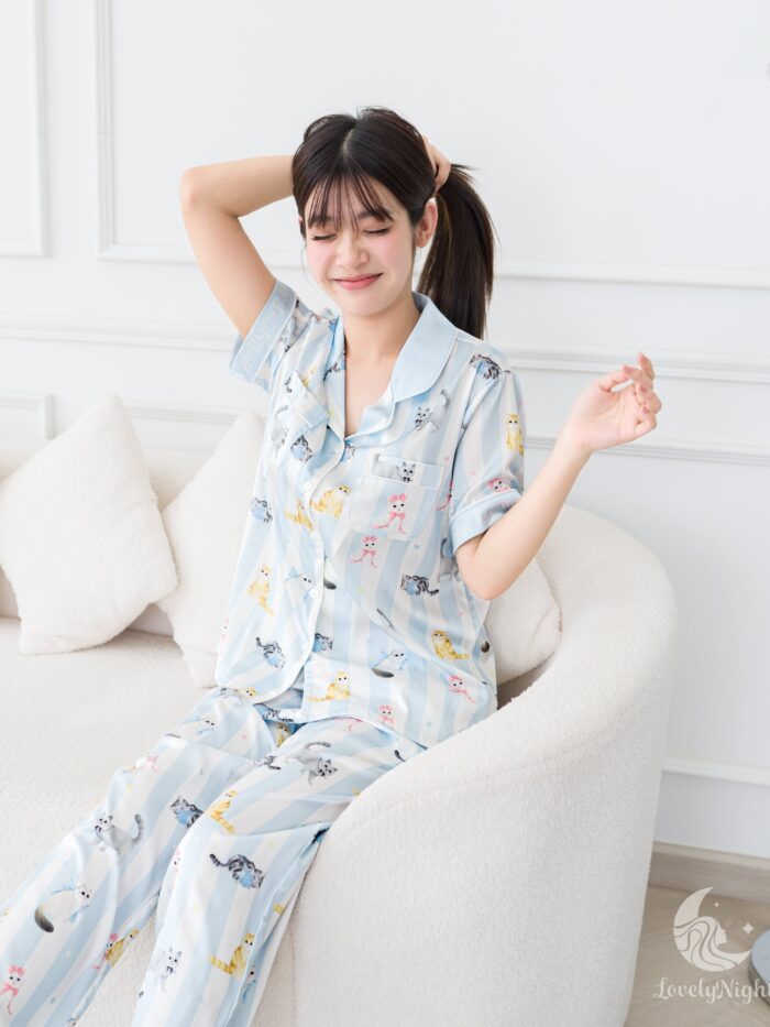 ชุดนอน LovelyNight แขนสั้น-ขายาว Pretty Cats D18 - Image 4