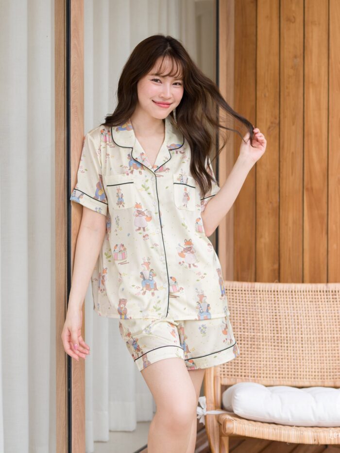 ชุดนอน LovelyNight แขนสั้น-ขาสั้น Wildlife Melody A38