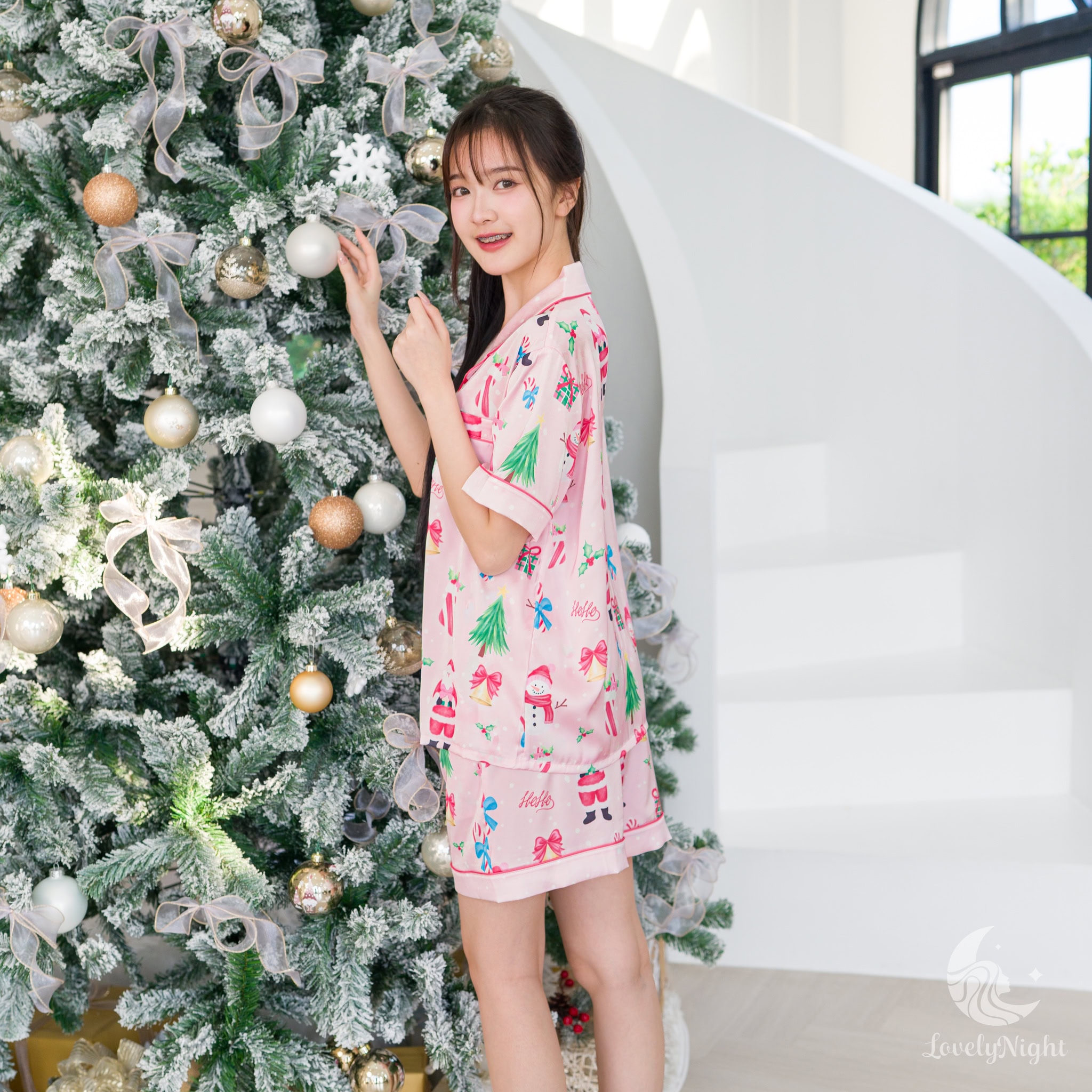 ชุดนอน LovelyNight แขนสั้น-ขาสั้น Santa Pink A91 - Image 7