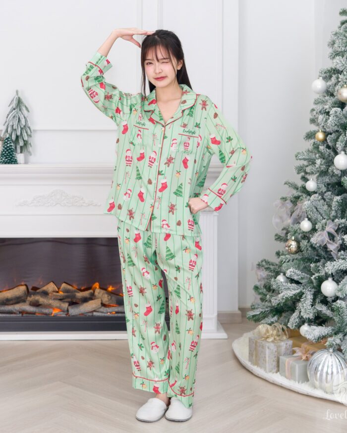 ชุดนอน LovelyNight แขนยาว-ขายาว Xmas Green B90