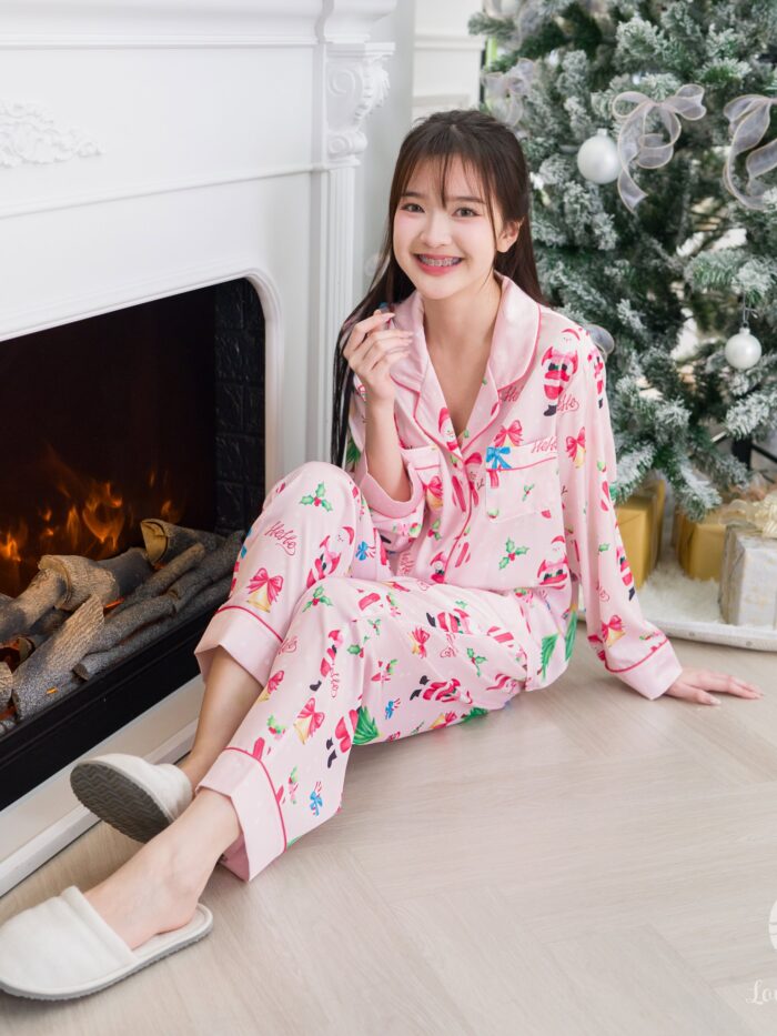 ชุดนอน LovelyNight แขนยาว-ขายาว Santa Pink B91 - Image 5