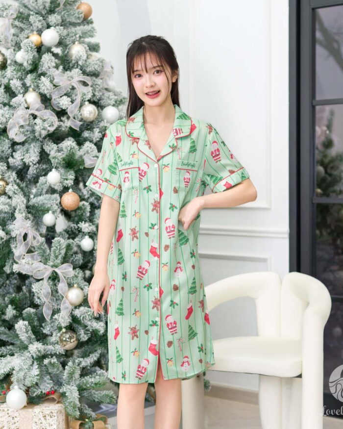 ชุดนอน LovelyNight กระโปรง Xmas Green C90