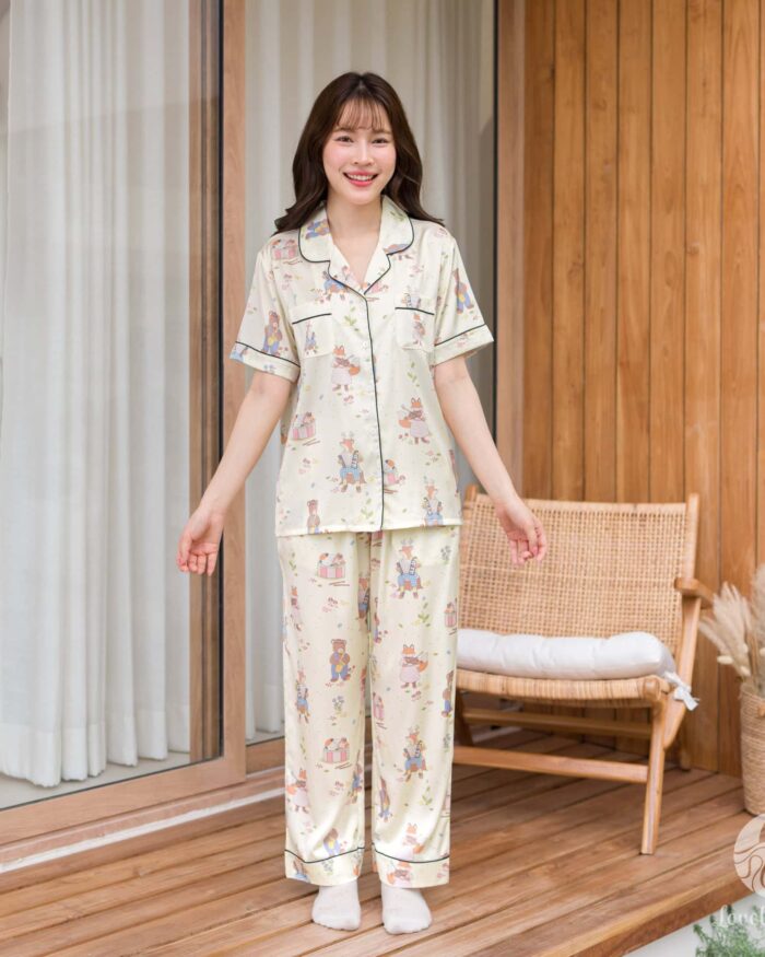 ชุดนอน LovelyNight แขนสั้น-ขายาว Wildlife Melody D38