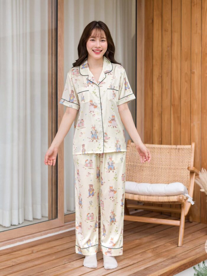 ชุดนอน LovelyNight แขนสั้น-ขายาว Wildlife Melody D38