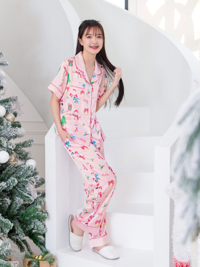 ชุดนอน LovelyNight แขนสั้น-ขายาว Santa Pink D91 - Image 6