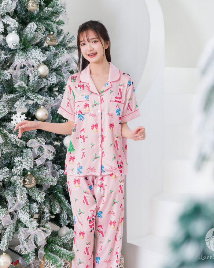 Alternative view of ชุดนอน LovelyNight แขนสั้น-ขายาว Santa Pink D91