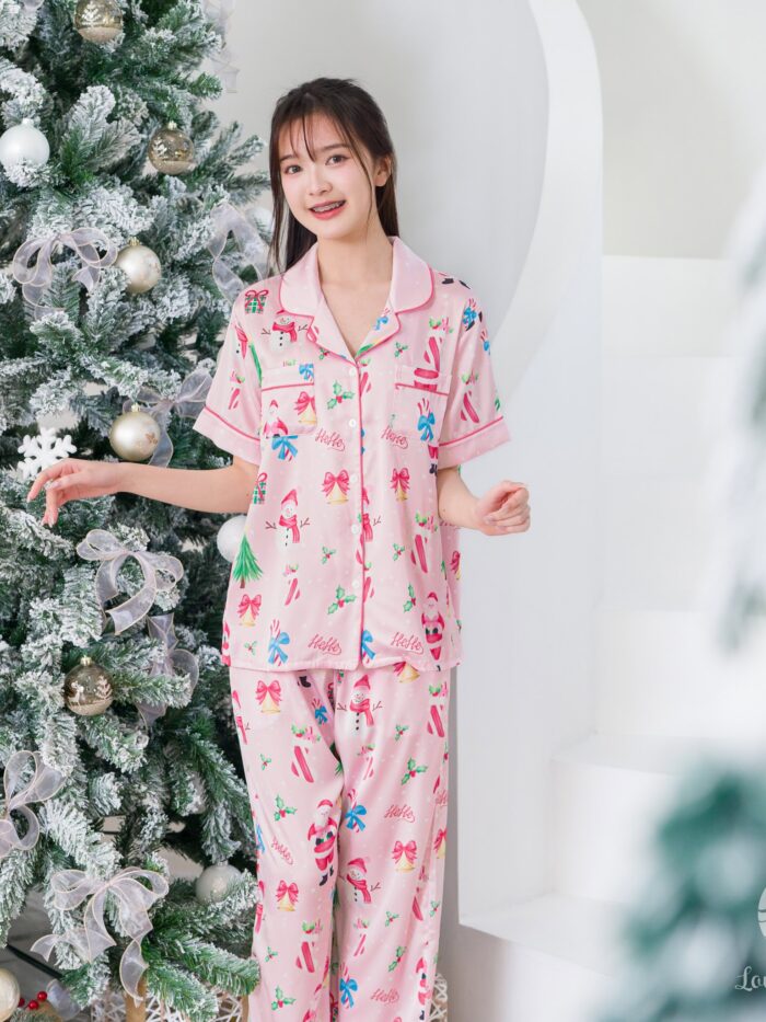 ชุดนอน LovelyNight แขนสั้น-ขายาว Santa Pink D91 - Image 2