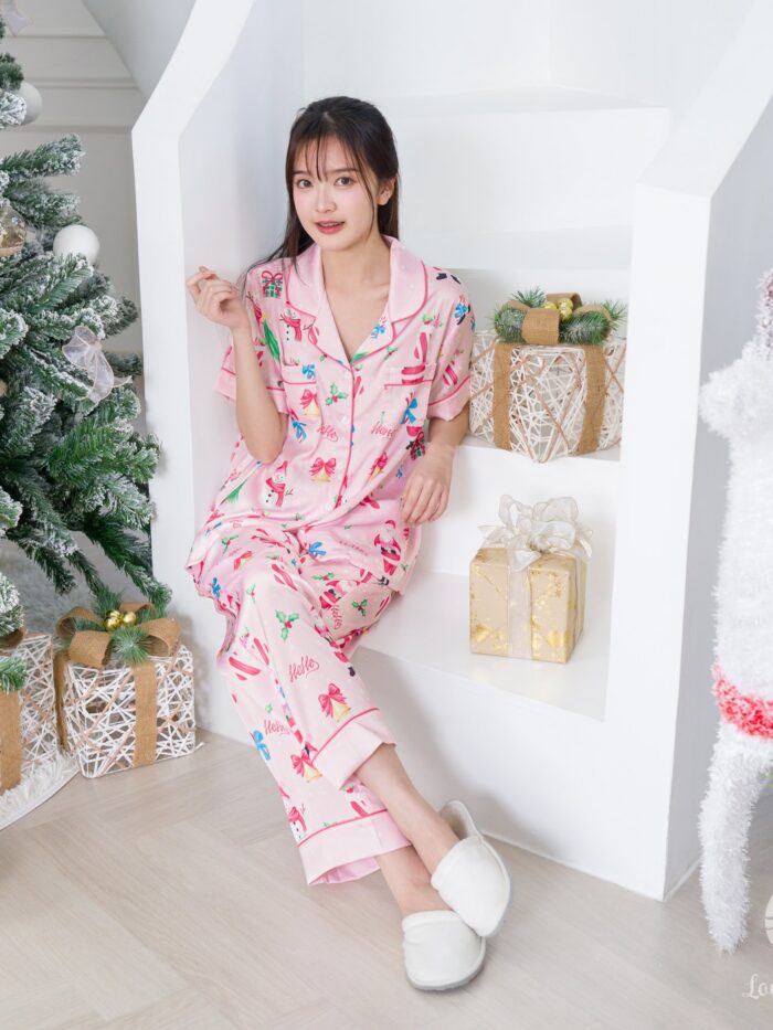 ชุดนอน LovelyNight แขนสั้น-ขายาว Santa Pink D91 - Image 5