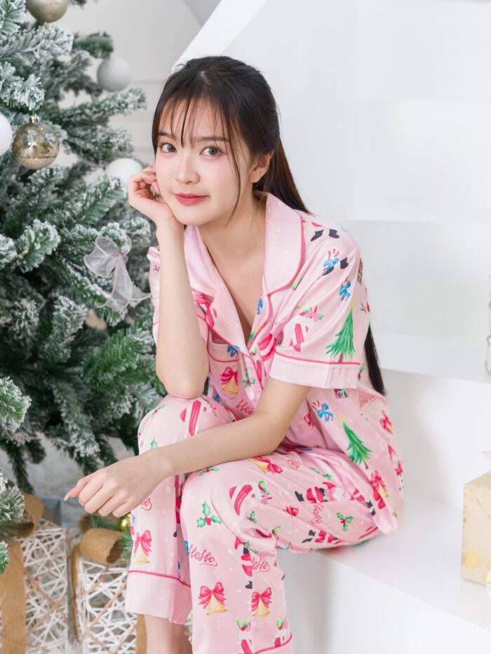ชุดนอน LovelyNight แขนสั้น-ขายาว Santa Pink D91 - Image 3