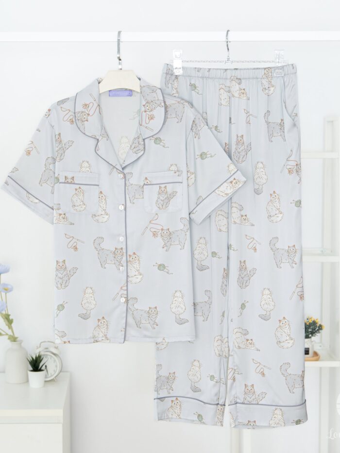 ชุดนอน LovelyNight แขนสั้น-ขายาว Persian Cats D40 - Image 8