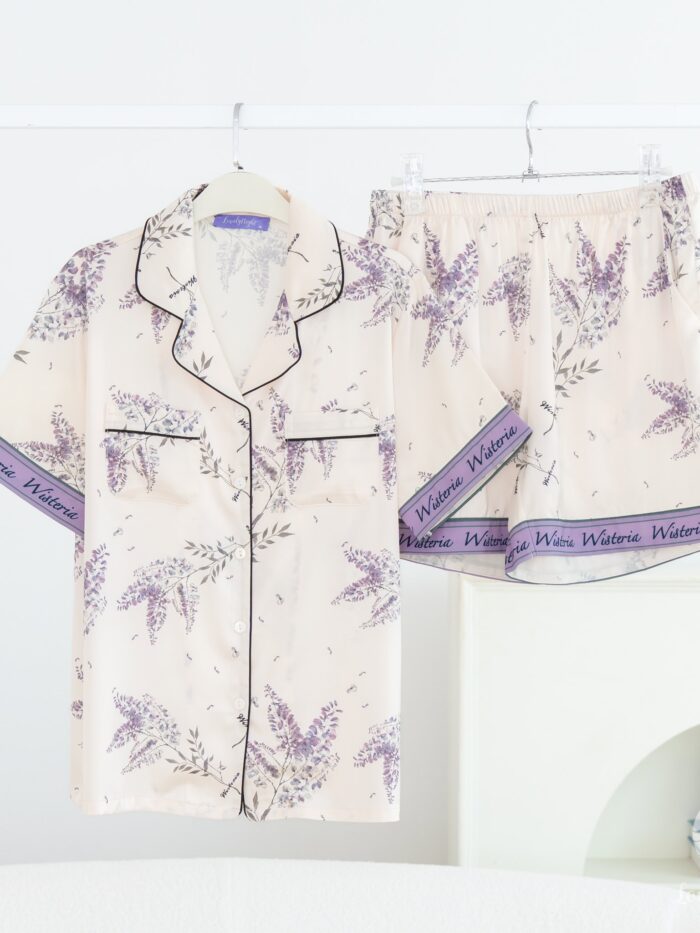 ชุดนอน Silk Satin แขนสั้น-ขาสั้น Wisteria A10 - Image 8