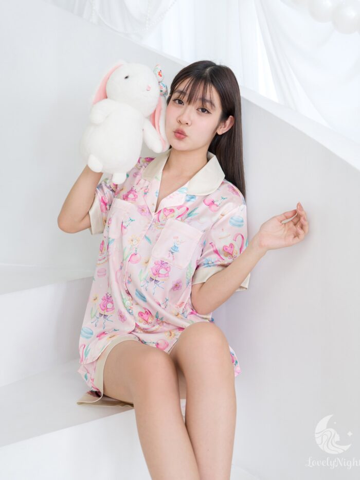 ชุดนอน LovelyNight แขนสั้น-ขาสั้น Macaron Bunny A43 - Image 4