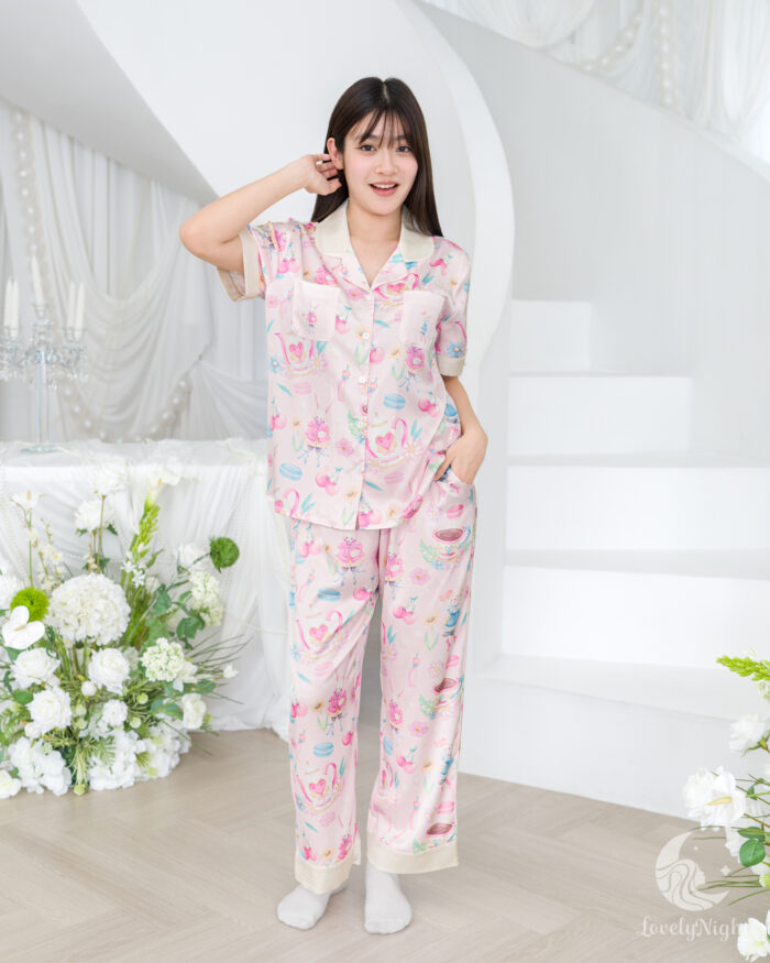 ชุดนอน LovelyNight แขนสั้น-ขายาว Macaron Bunny D43