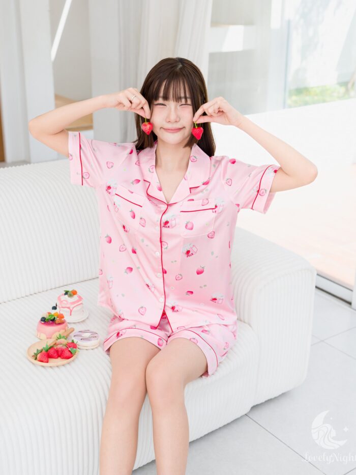 ชุดนอน LovelyNight แขนสั้น-ขาสั้น Strawberry Milk A11 - Image 4