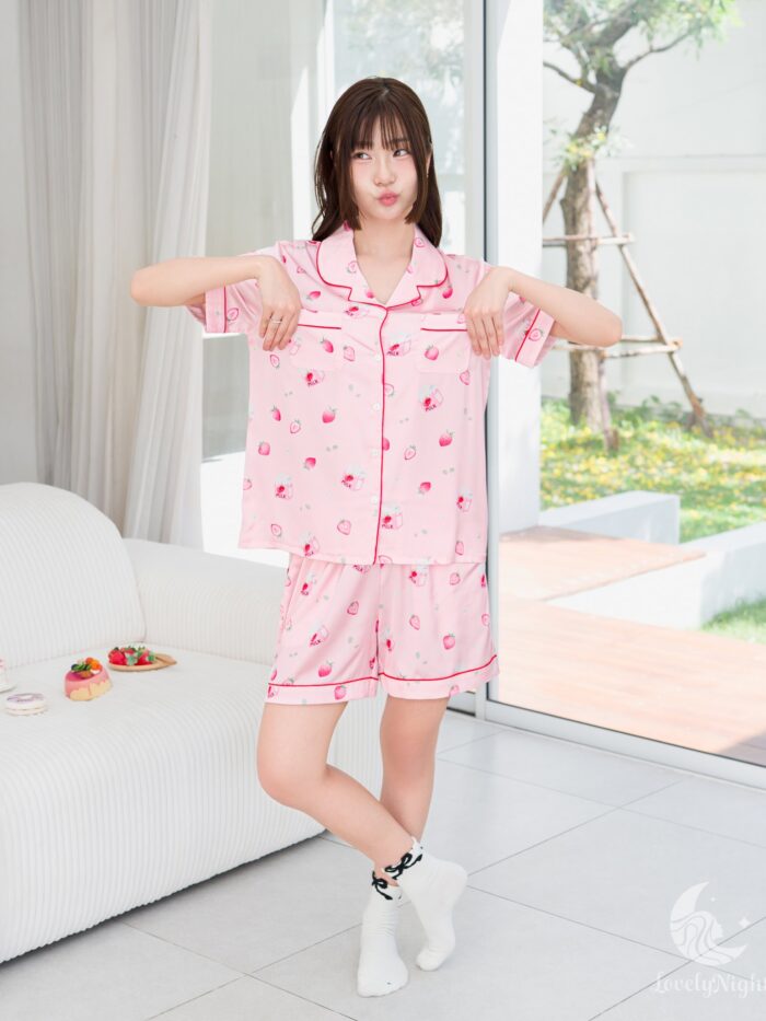 ชุดนอน LovelyNight แขนสั้น-ขาสั้น Strawberry Milk A11 - Image 7