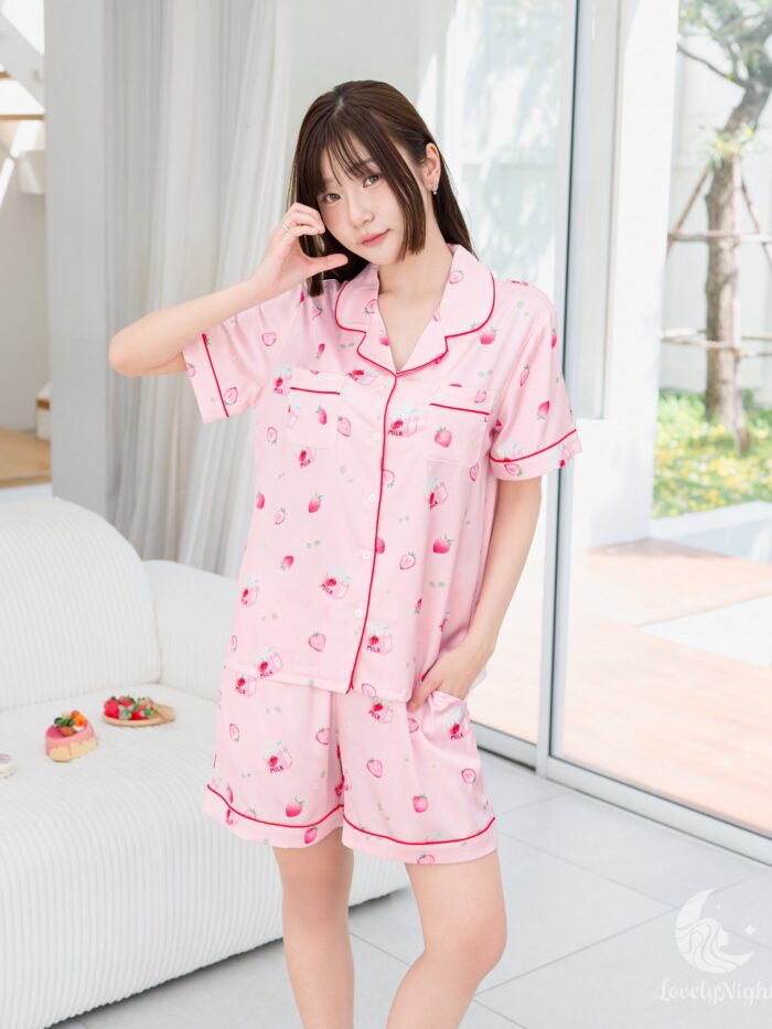 ชุดนอน LovelyNight แขนสั้น-ขาสั้น Strawberry Milk A11 - Image 3