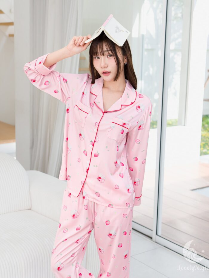 ชุดนอน LovelyNight แขนยาว-ขายาว Strawberry Milk B11 - Image 3