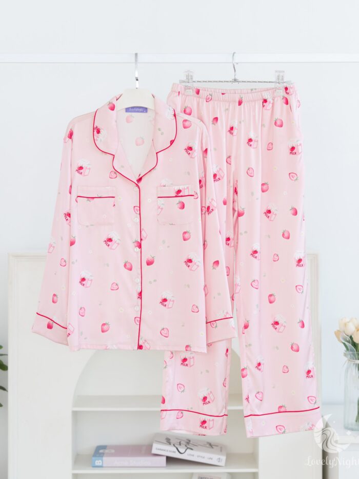 ชุดนอน LovelyNight แขนยาว-ขายาว Strawberry Milk B11 - Image 8