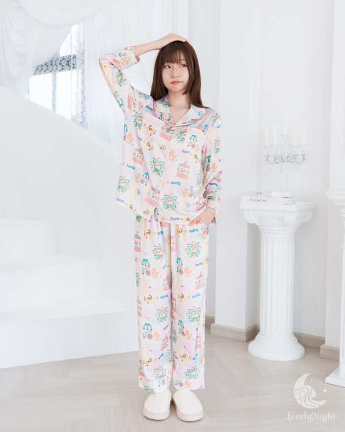 ชุดนอน LovelyNight แขนยาว-ขายาว Candy Cat Land B14