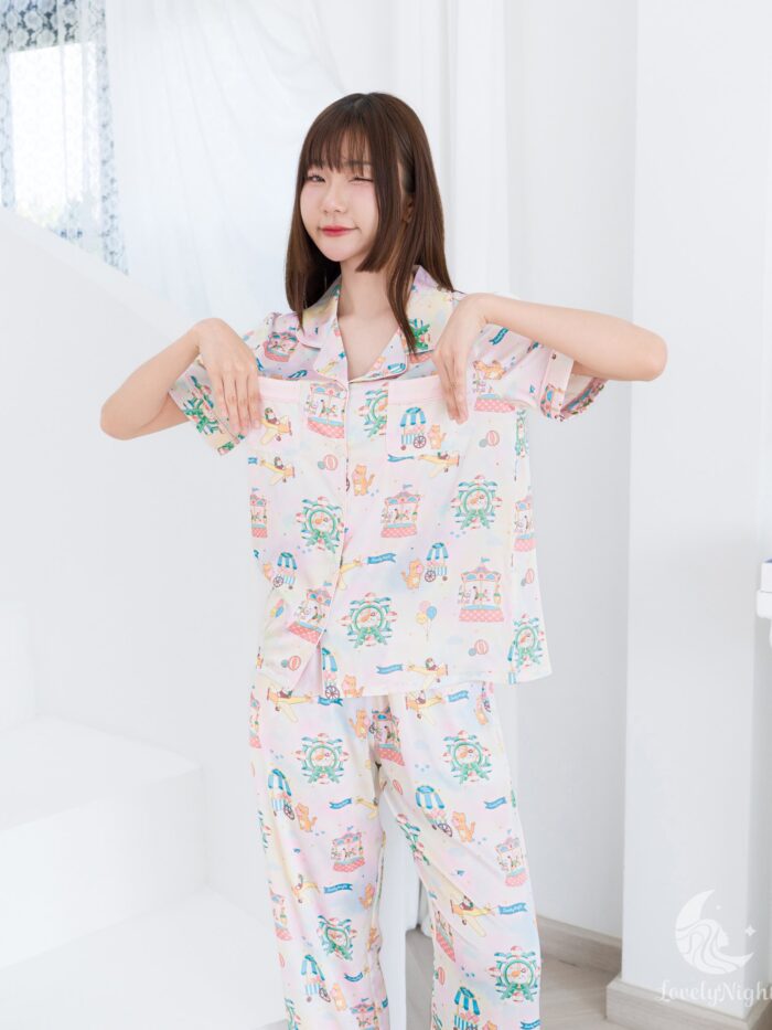 ชุดนอน LovelyNight แขนสั้น-ขายาว Candy Cat Land D14 - Image 2