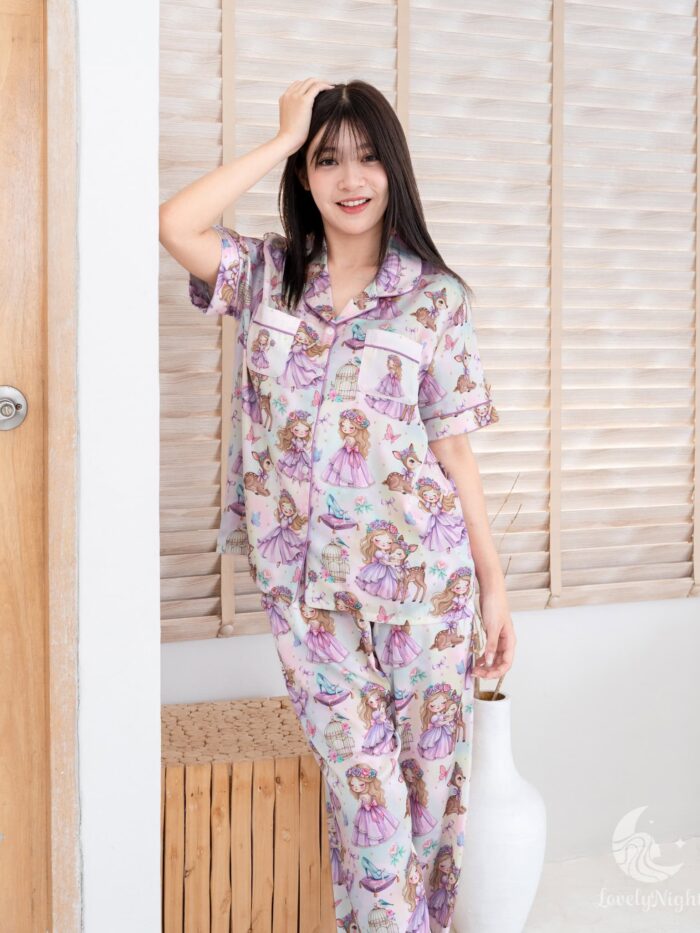 ชุดนอน LovelyNight แขนสั้น-ขายาว Princess D15 - Image 2