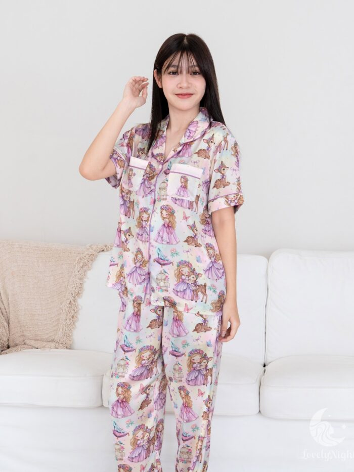 ชุดนอน LovelyNight แขนสั้น-ขายาว Princess D15 - Image 3