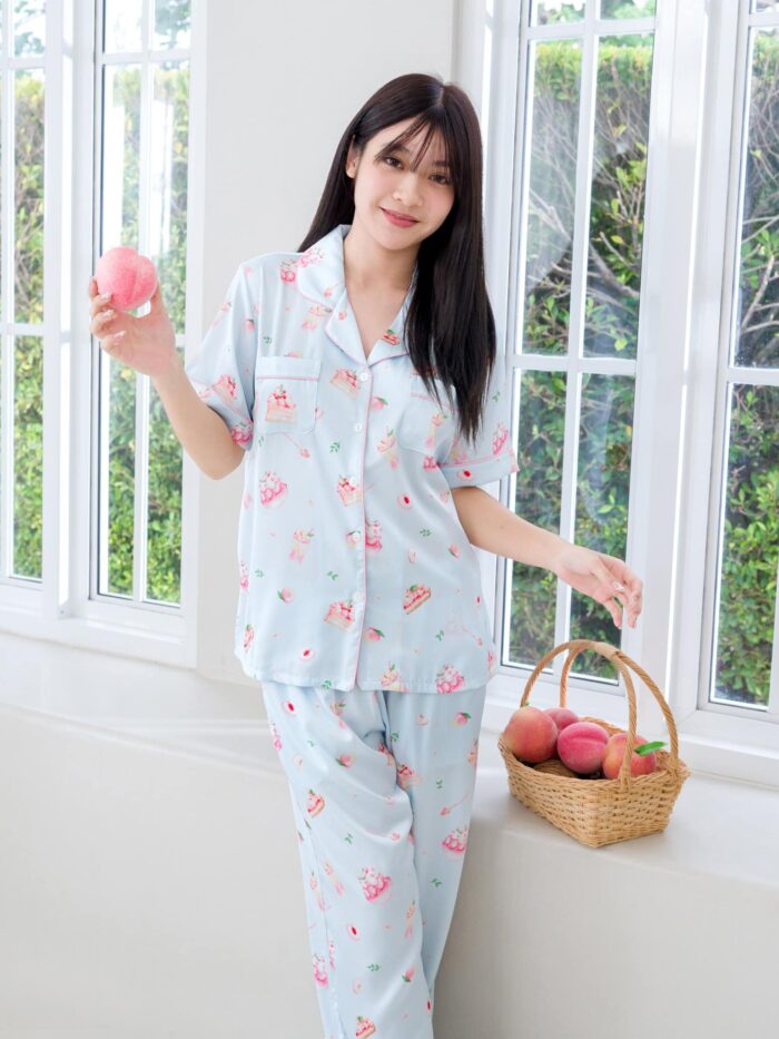 ชุดนอน LovelyNight แขนสั้น-ขายาว Sweet Peach D16 - Image 2