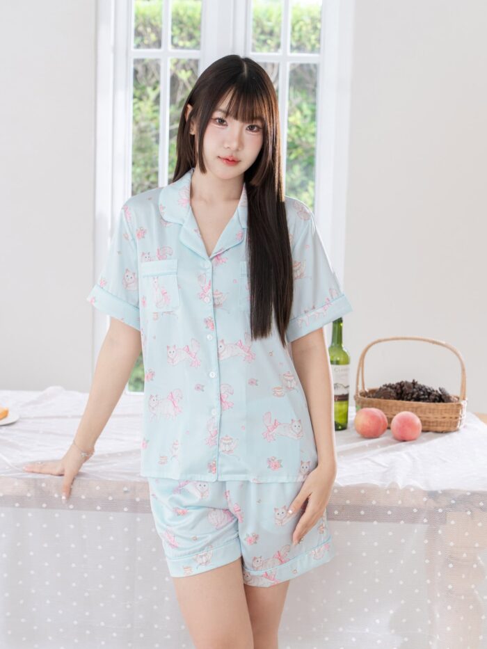 ชุดนอน LovelyNight แขนสั้น-ขาสั้น Cat Afternoon Tea A17 - Image 9