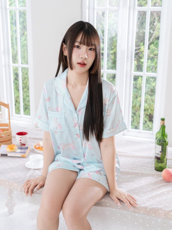 ชุดนอน LovelyNight แขนสั้น-ขาสั้น Cat Afternoon Tea A17 - Image 8