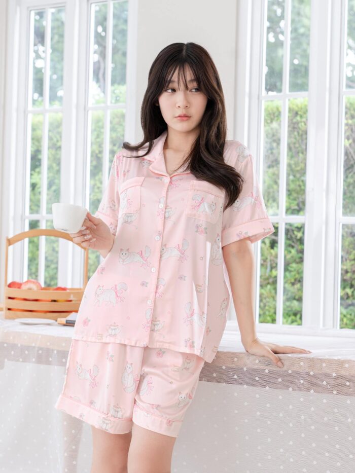 ชุดนอน LovelyNight แขนสั้น-ขาสั้น Cat Afternoon Tea A17 - Image 7