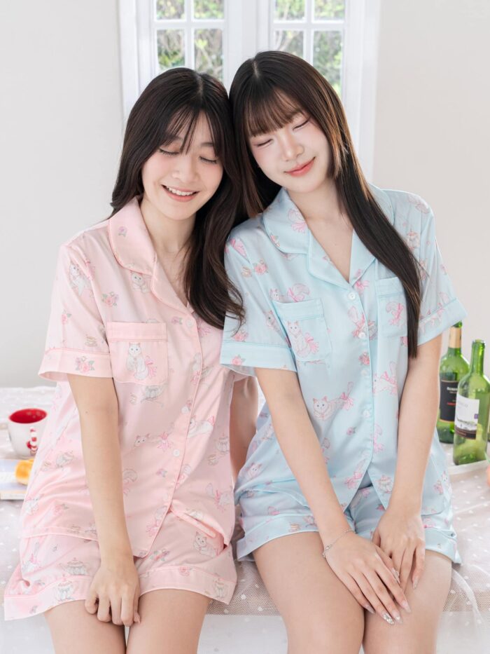 ชุดนอน LovelyNight แขนสั้น-ขาสั้น Cat Afternoon Tea A17 - Image 3