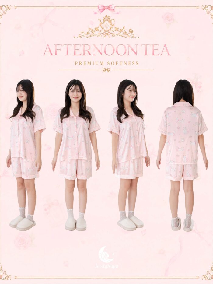 ชุดนอน LovelyNight แขนสั้น-ขาสั้น Cat Afternoon Tea A17 - Image 11