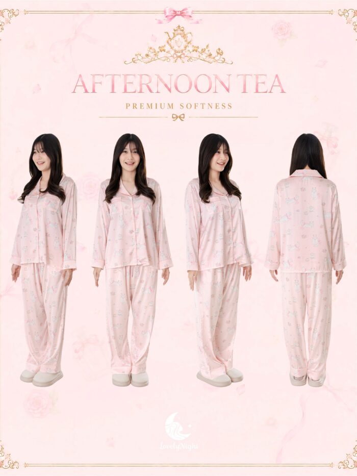 ชุดนอน LovelyNight แขนยาว-ขายาว Cat Afternoon Tea B17 - Image 10