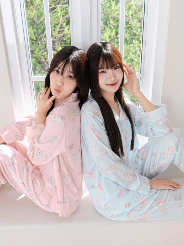 ชุดนอน LovelyNight แขนยาว-ขายาว Cat Afternoon Tea B17 - Image 3