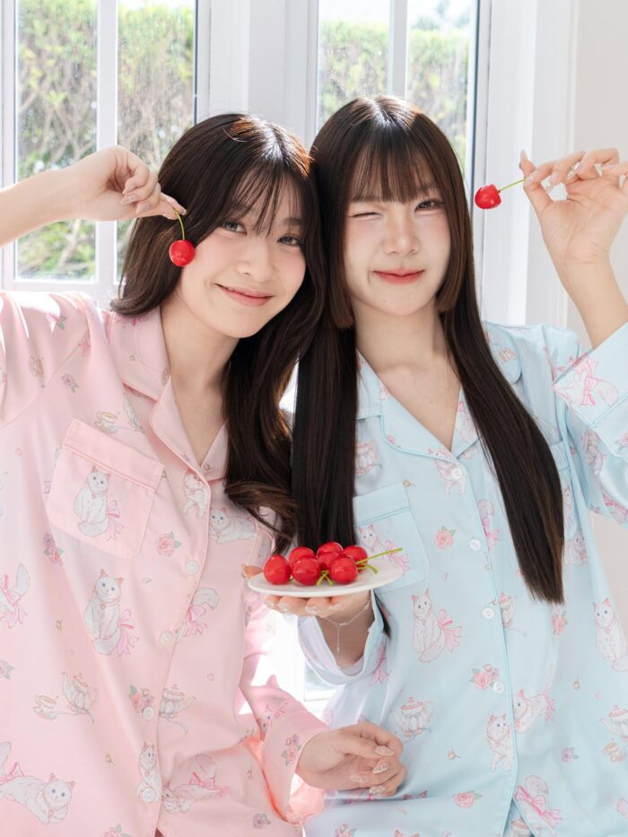 ชุดนอน LovelyNight แขนยาว-ขายาว Cat Afternoon Tea B17 - Image 2