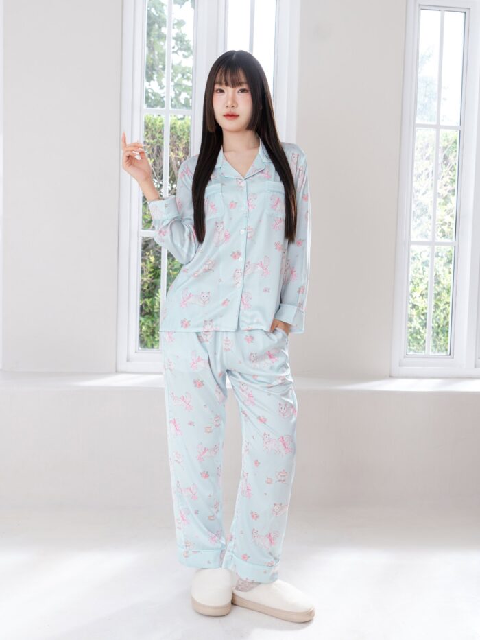 ชุดนอน LovelyNight แขนยาว-ขายาว Cat Afternoon Tea B17 - Image 8