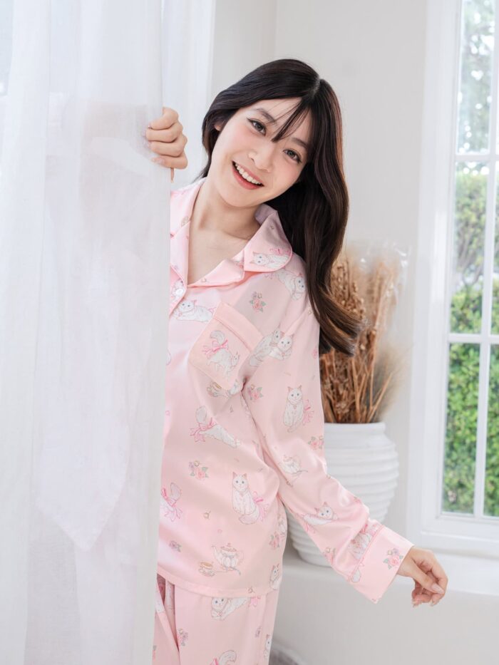 ชุดนอน LovelyNight แขนยาว-ขายาว Cat Afternoon Tea B17 - Image 6