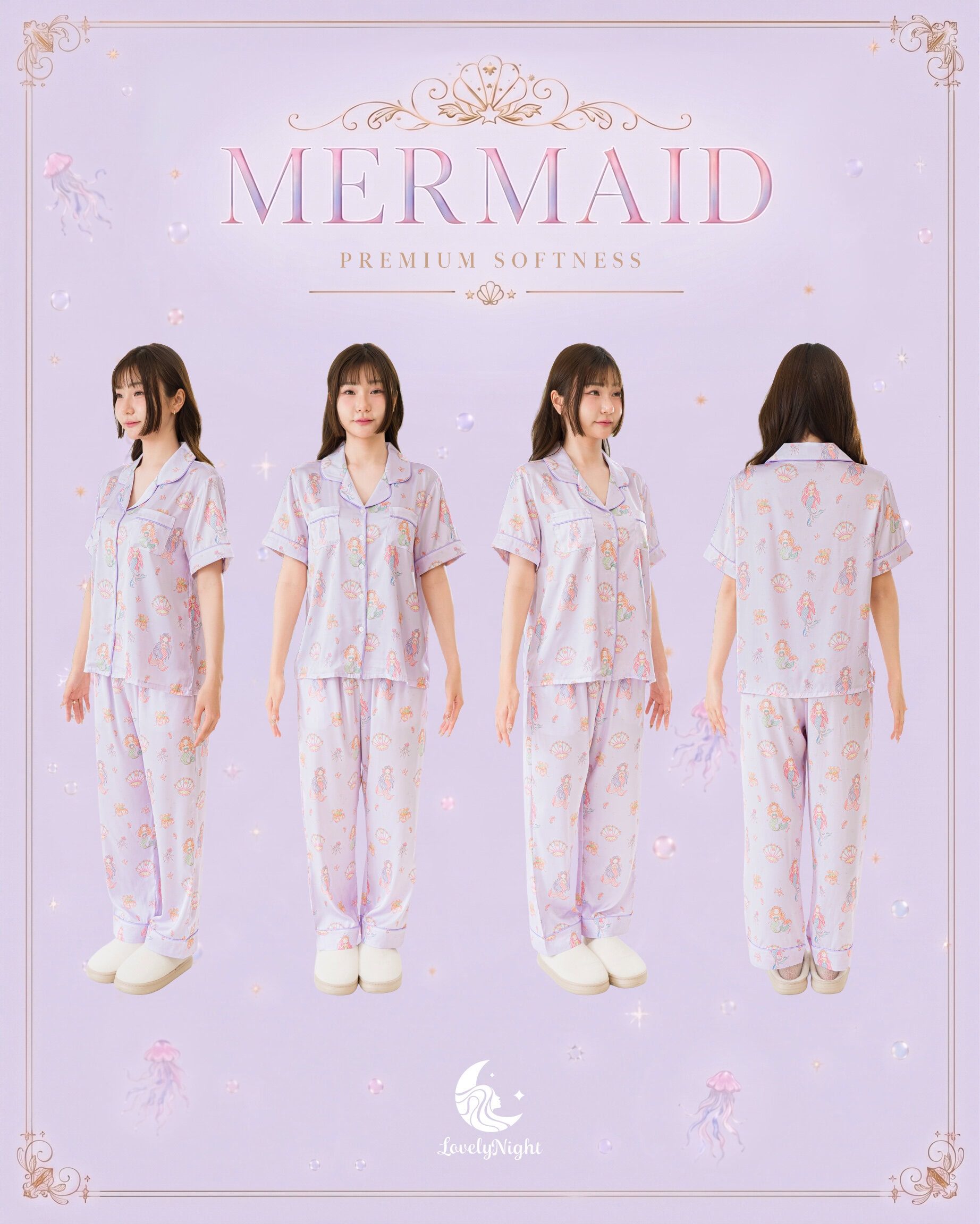 ชุดนอน LovelyNight แขนสั้น-ขายาว Pretty Mermaid D24 - Image 10