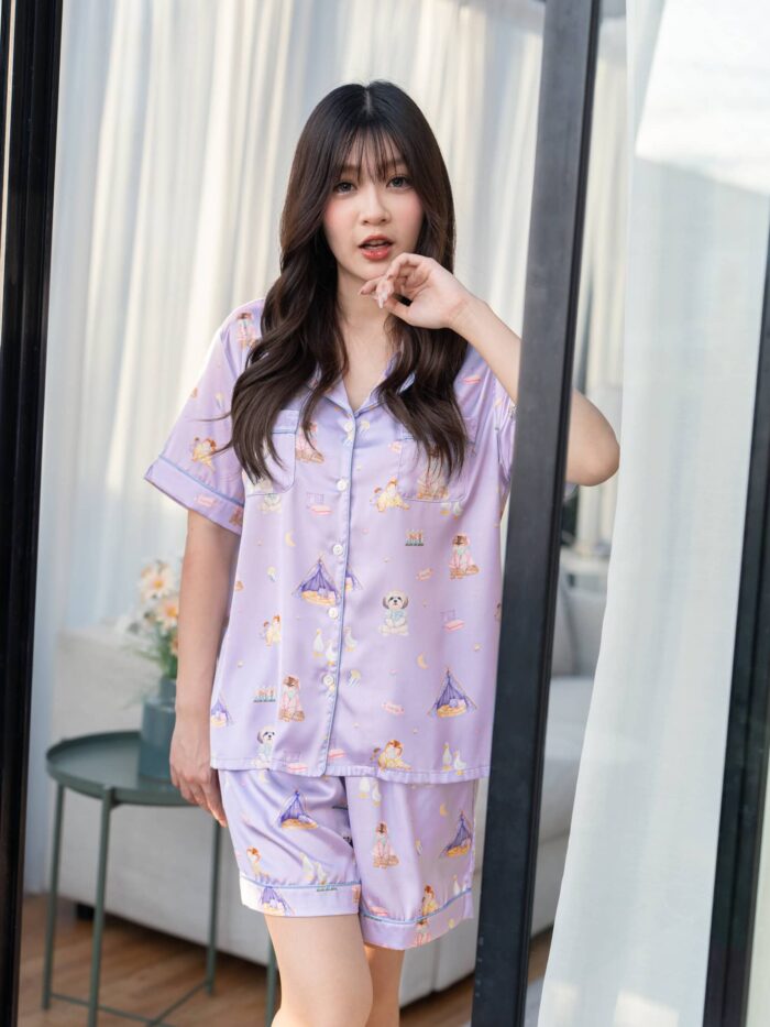 ชุดนอน LovelyNight แขนสั้น-ขาสั้น Buaykhem Gang A80