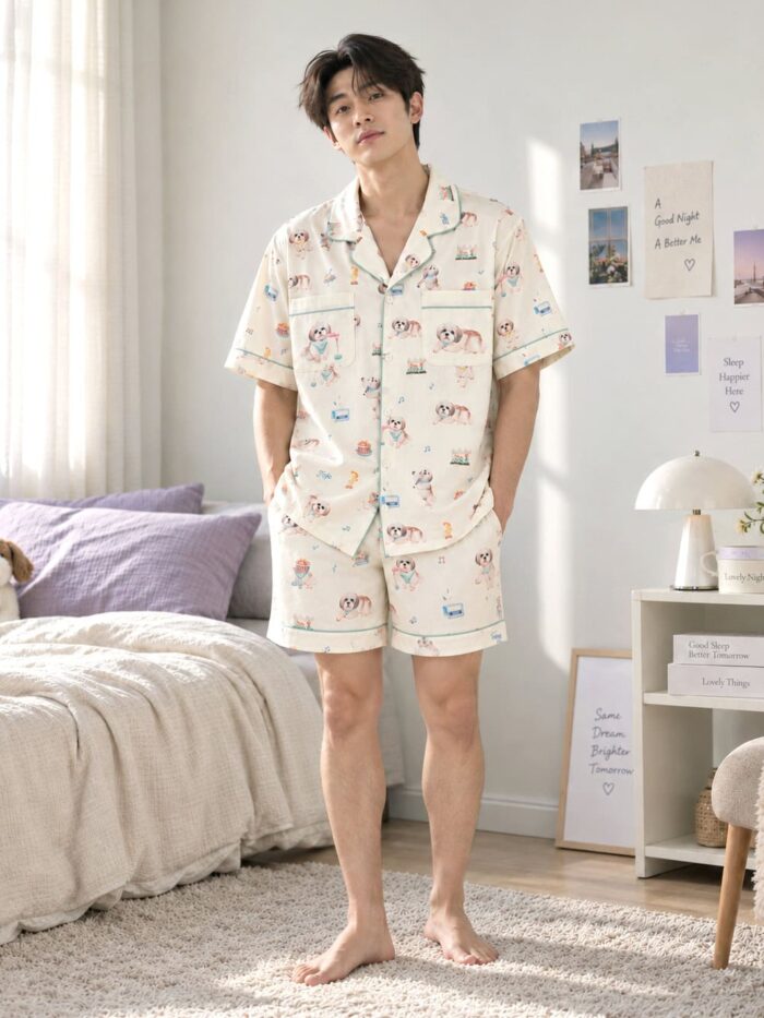 ชุดนอนผู้ชาย LovelyNight แขนสั้น-ขาสั้น Fufu A86